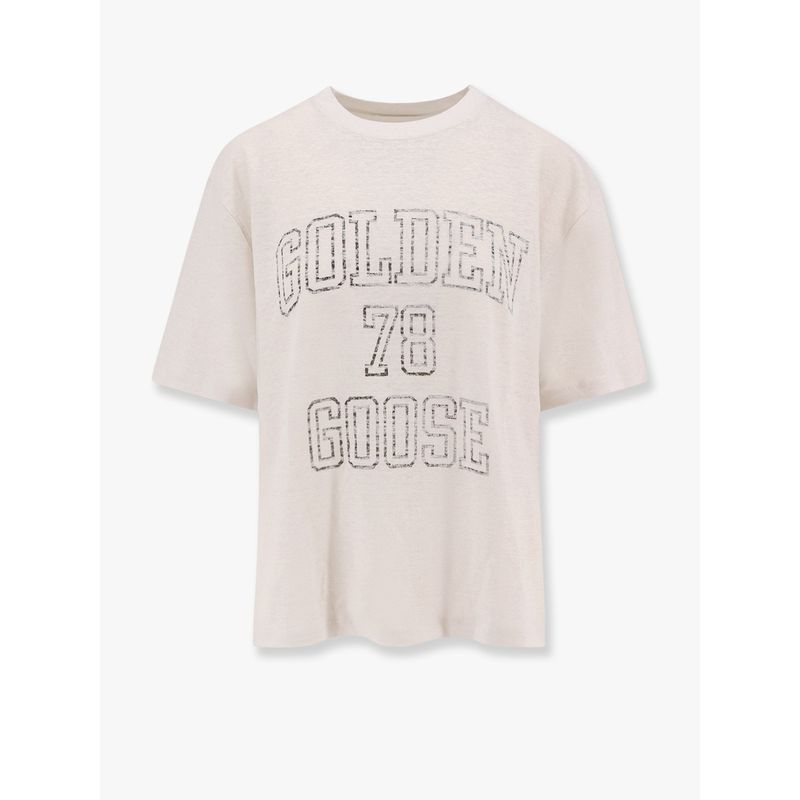 Golden Goose Deluxe Brand Women Light Linen T-Shirt With Internal Print